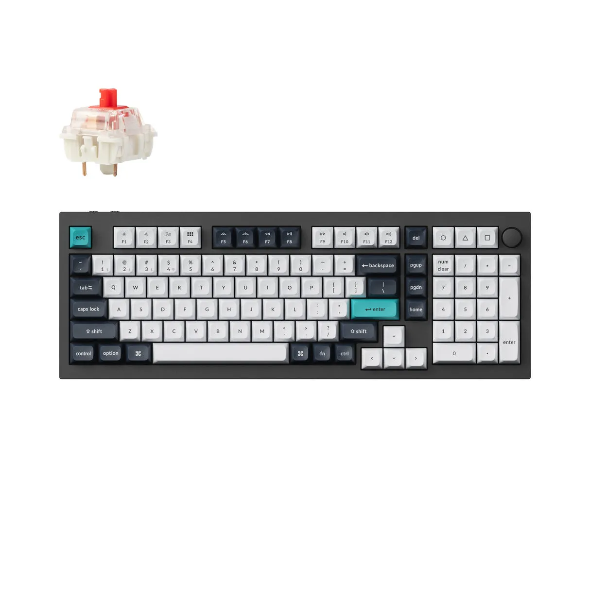 Keychron Q5 MAX 96% Knob Wireless Tri-Mode QMK/VIA Gateron Jupiter Red Switch Carbon Black