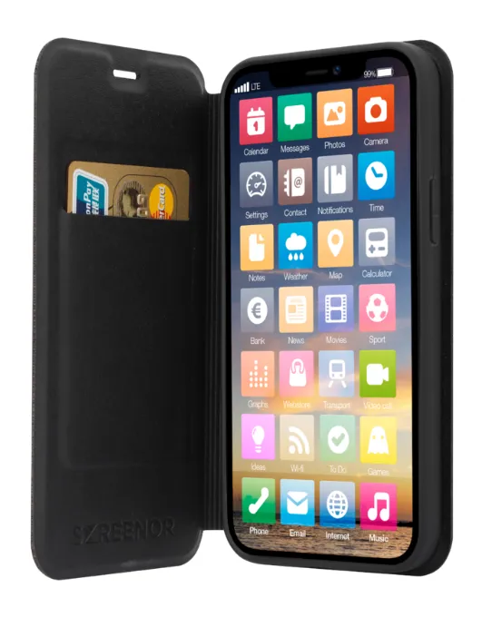 Screenor Clever, iPhone 14 Pro - Folio Case, Black