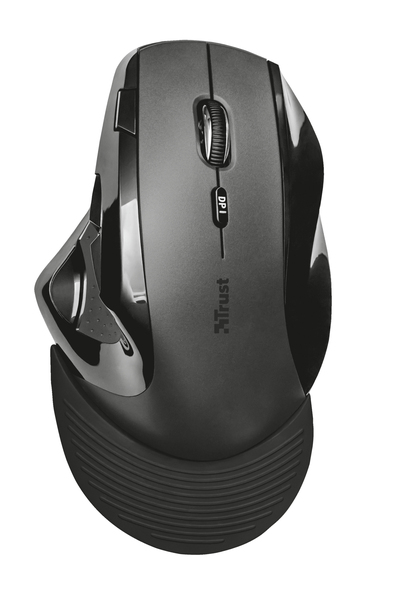 Trust Vergo Wireless Ergonomic Comfort - tr&aring;dl&ouml;s mus, Svart