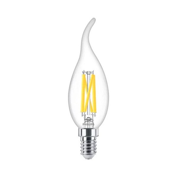 Philips WarmGlow LED Filament Candle Bulb 3.4W (40W) 470lm E14 Frosted Dimmable
