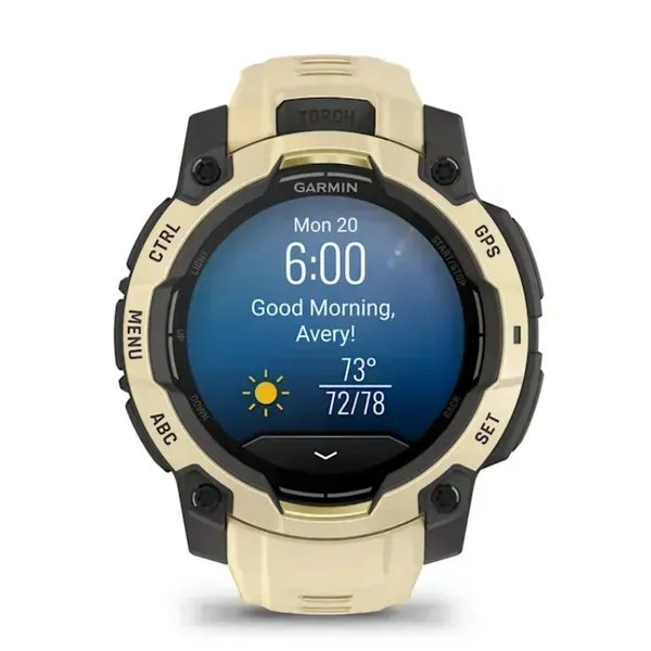 Garmin Instinct 3 45mm AMOLED -urheilukello, Citrine/harmaa