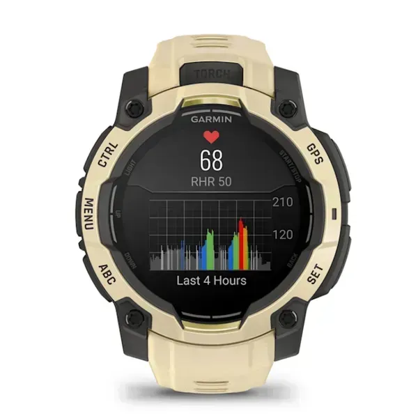 Garmin Instinct 3 45mm AMOLED -urheilukello, Citrine/harmaa