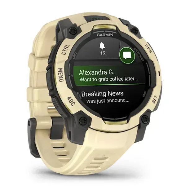 Garmin Instinct 3 45mm AMOLED Sports Watch, Citrine/Gray