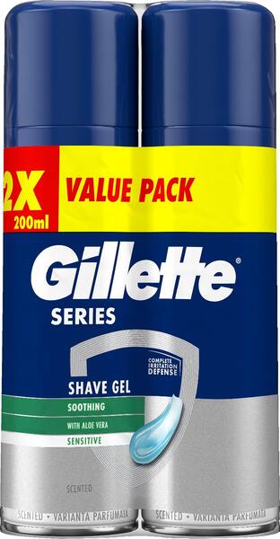Gillette Shaving Gel Soothing Aloe Vera 2-pack (2 x 200 milliliter) - rakgel