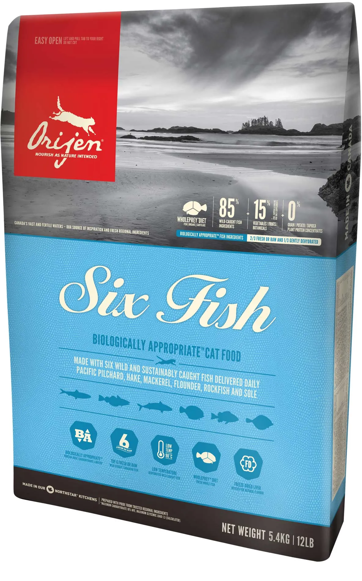 Orijen Six Fish Cat, Dry food for cats, Adult, Grain Free, 5.4kg