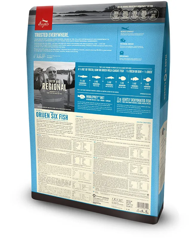 Orijen Six Fish Cat, Dry food for cats, Adult, Grain Free, 5.4kg