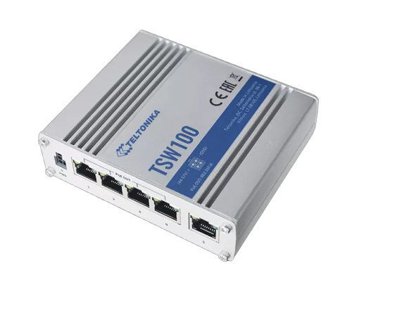 Teltonika TSW100 switch 4xGE w POE 1xGE without POE 60W budget