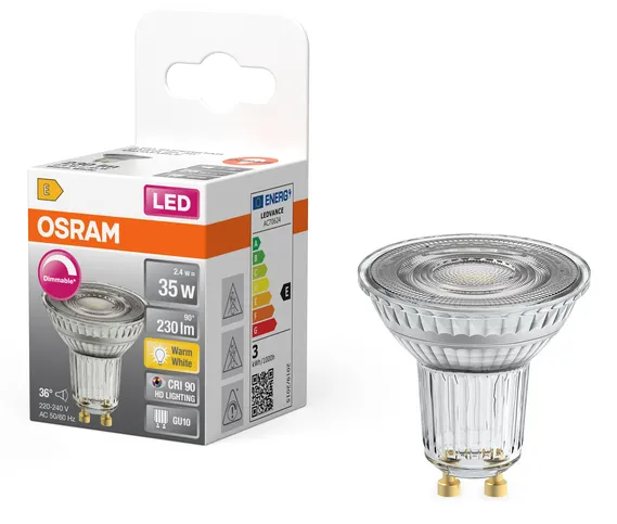 OSRAM PAR16 LED Reflector Bulb GU10 2.4 W  rame 230 lm  rame 2700 K  rame 36&deg; Dimmable Warm White