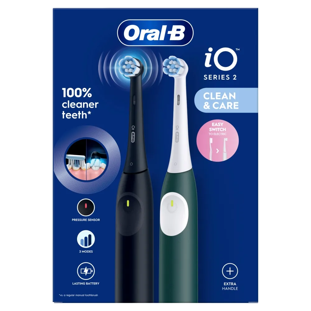 Oral-B iO Series 2 Duo Electric Toothbrush, 2 pcs, Night Black/Forest Green