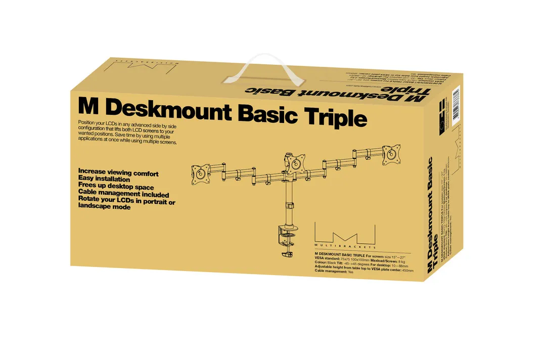 Multibrackets M Deskmount Basic Triple, -monitor arm, black, 15&quot;-27&quot;, 7,5kg