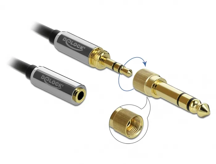 De-Lock  3.5mm – 3.5mm -adapteri, Musta
