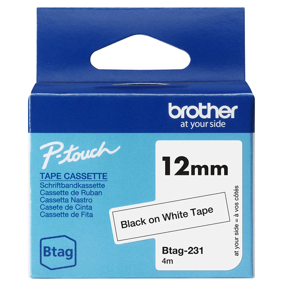 (Bargains) BTAG-231 12mm Black on white tape