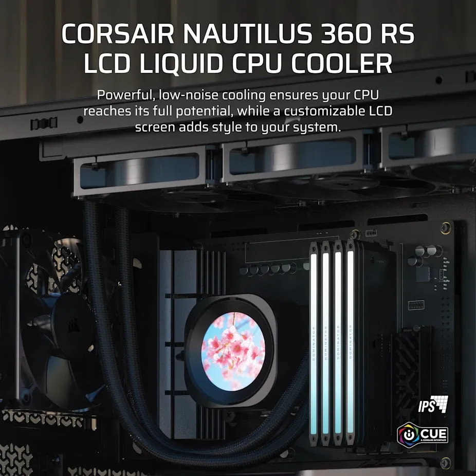 Corsair Nautilus 360 RS LCD 360mm Liquid Cooler, Black