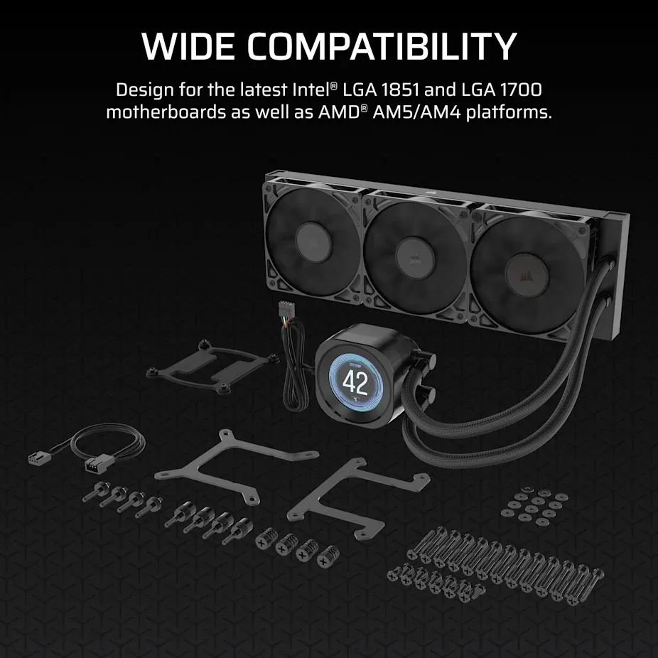 Corsair Nautilus 360 RS LCD 360mm Liquid Cooler, Black