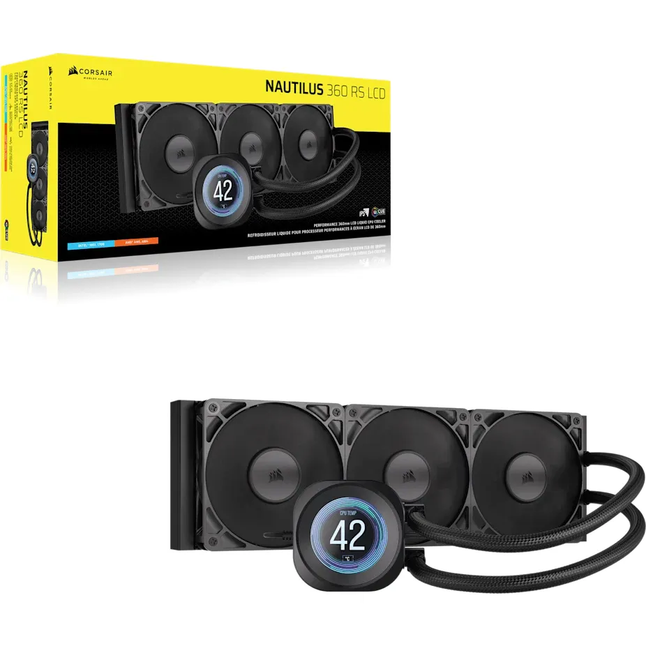 Corsair Nautilus 360 RS LCD 360mm Liquid Cooler, Black