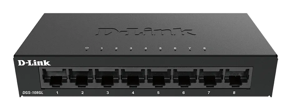 D-Link 8-Port Gigabit Ethernet Metal Housing Unmanaged Light Switch