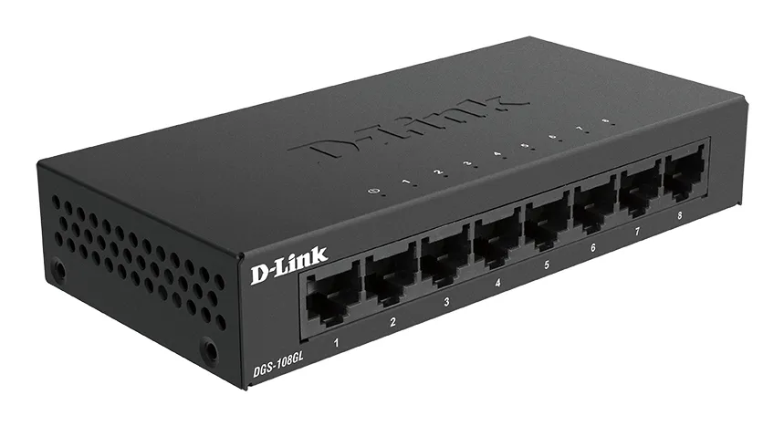 D-Link 8-Port Gigabit Ethernet Metal Housing Unmanaged Light Switch