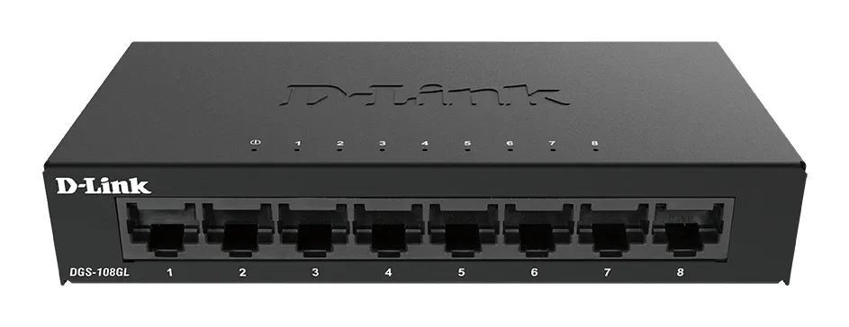 D-Link 8-Port Gigabit Ethernet Metal Housing Unmanaged Light Switch