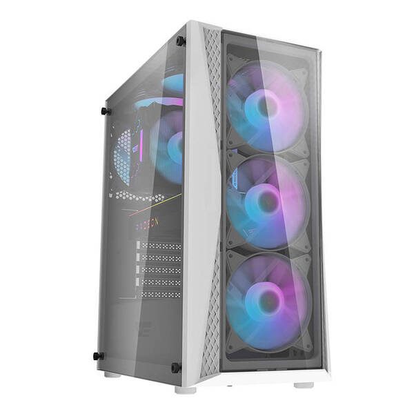 DARKFLASH DK352 Plus Midi-Tower Case with window and RGB lighting, Black and White