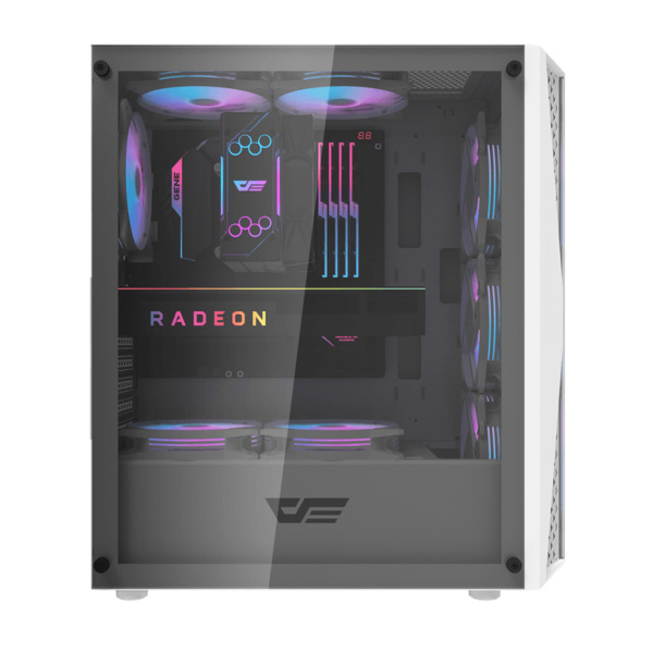 DARKFLASH DK352 Plus Midi-Tower Case with window and RGB lighting, Black and White