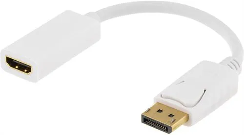 DELTACO Displayport - HDMI sovitin, 4K, audio, 0,2, valkoinen
