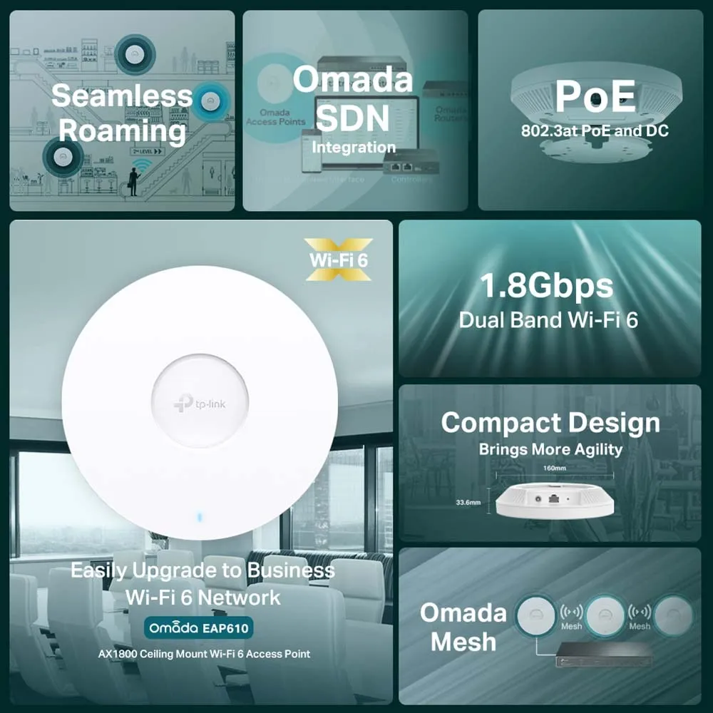 TP-Link Omada EAP610 Ceiling, AX1800, Wi-Fi 6 - access point