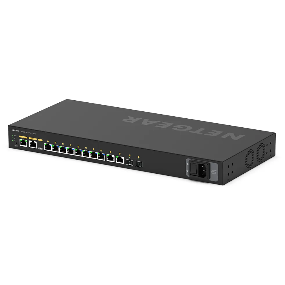 NETGEAR AV Line M4250-10G2F-PoE+ - Kytkin - L3 - Hallinnoitu - 10 x 10/100/1000 (8 PoE+) + 2 x Gigabit SFP - sivusta sivuun ilmavirtaus - räkkiin asennettava -