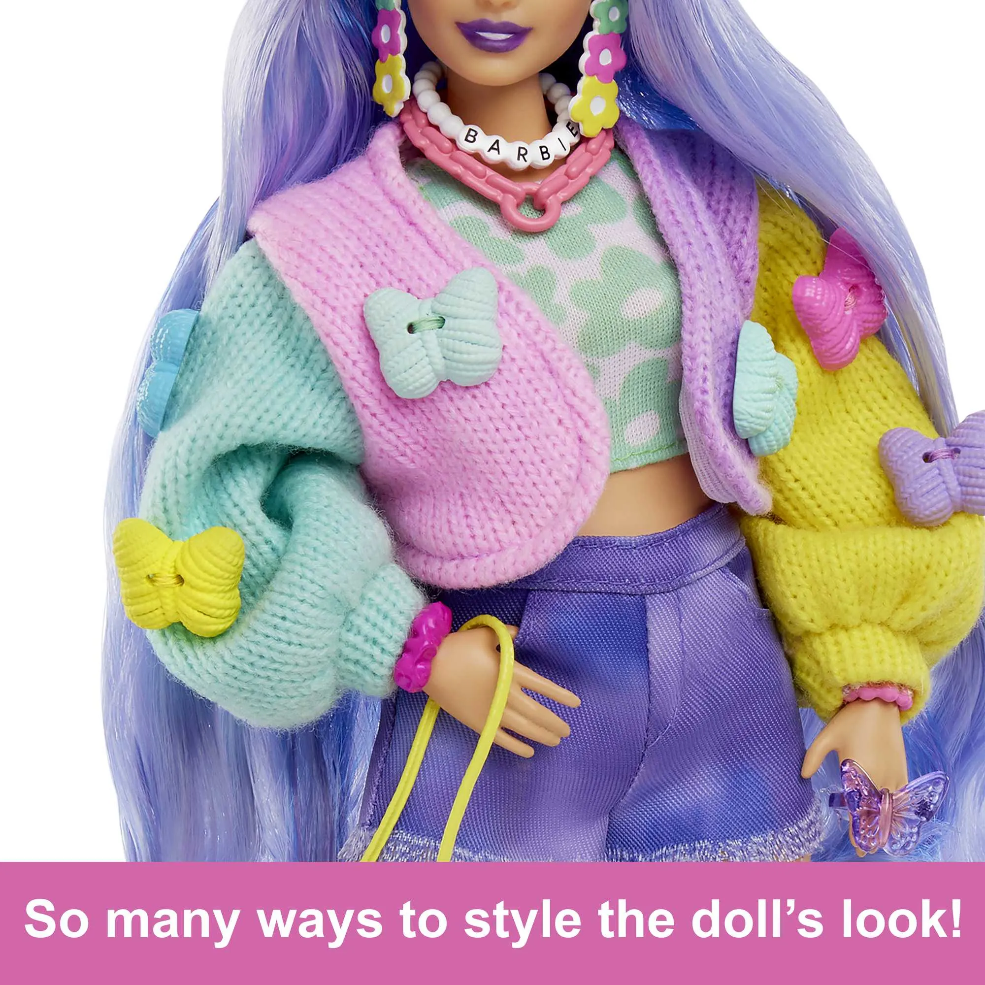 Mattel Barbie Extra Doll 20 - Lavender Hair/Butterfly Hair Clip