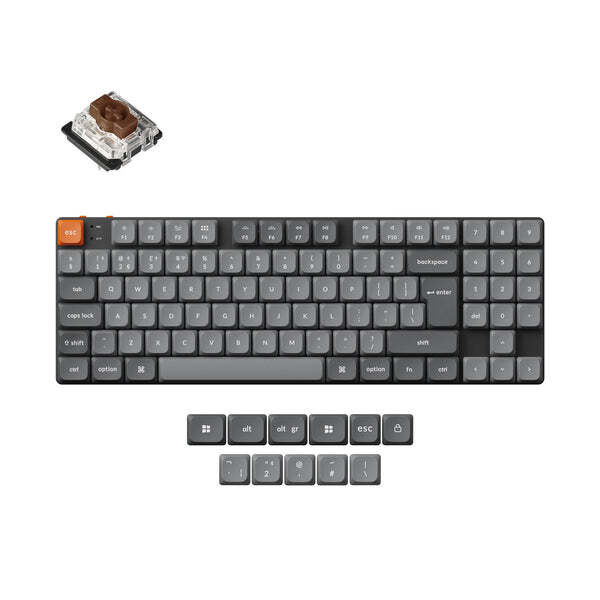 Keychron K13 MAX Tri-Mode HotSwap Wireless Mechanical Ergonomic Keyboard, Gateron Low Profile Brown, Brown