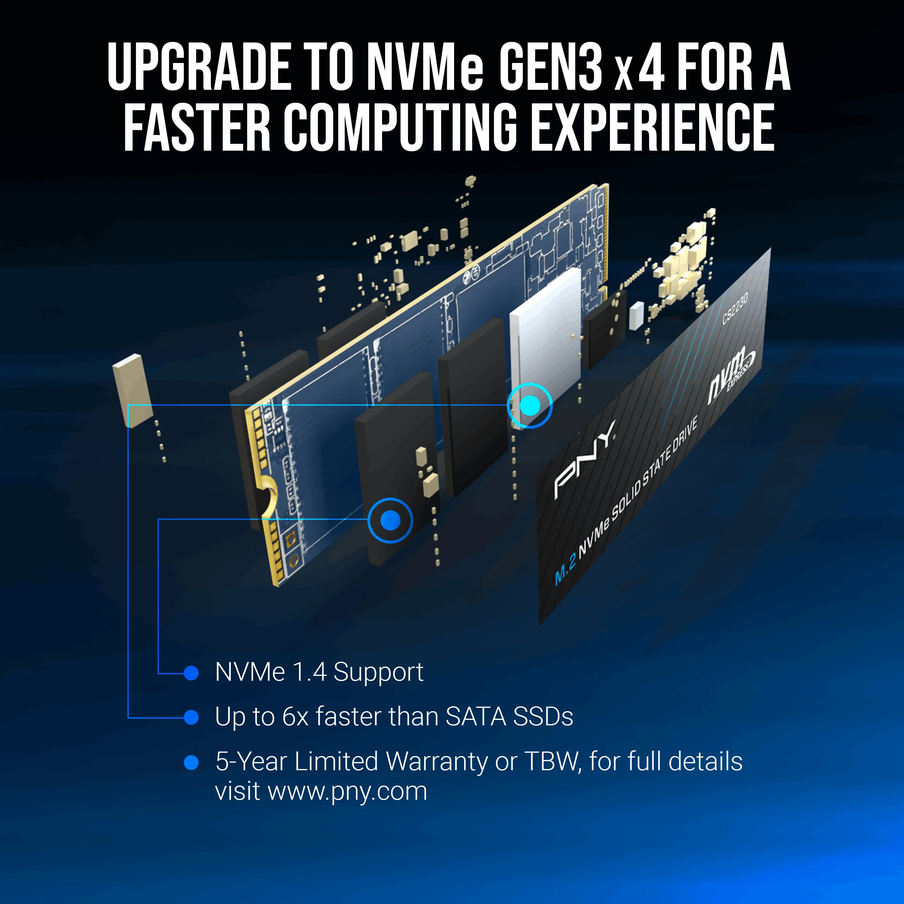 PNY CS2230 500 GB, PCIe 3.0, M.2 - SSD