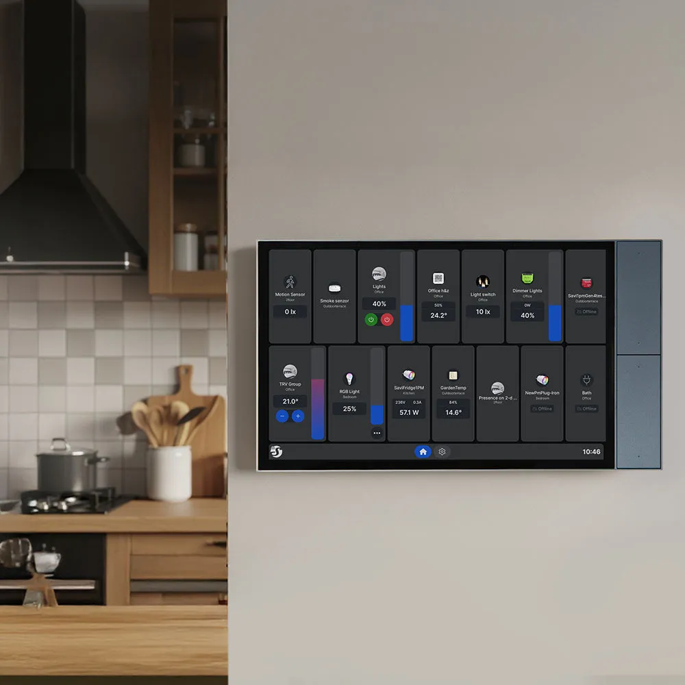 Shelly Wall Display XL &ndash; 10,1-tums peksk&auml;rmspanel f&ouml;r styrning av Shelly-enheter och integration med Home Assistant, silver