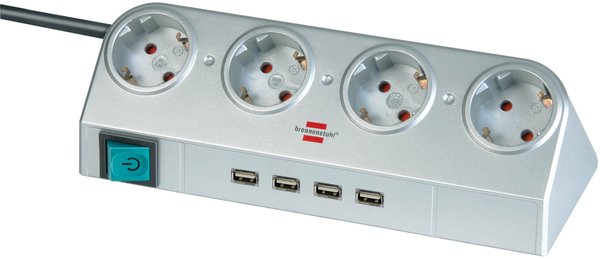 Brennenstuhl Desktop-Power, 4xCEE 7/4. 1xCEE 7/7, 4xUSB Type A, hopea