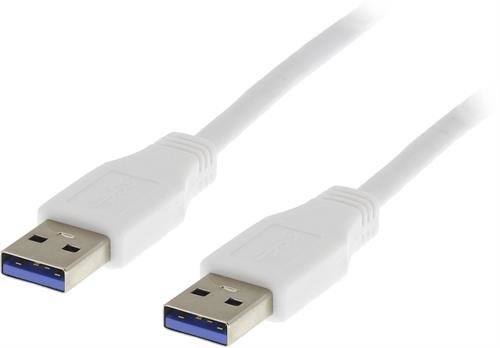 DELTACO USB 3.0 kaapeli, A ur - A ur, 0,5m, valkoinen