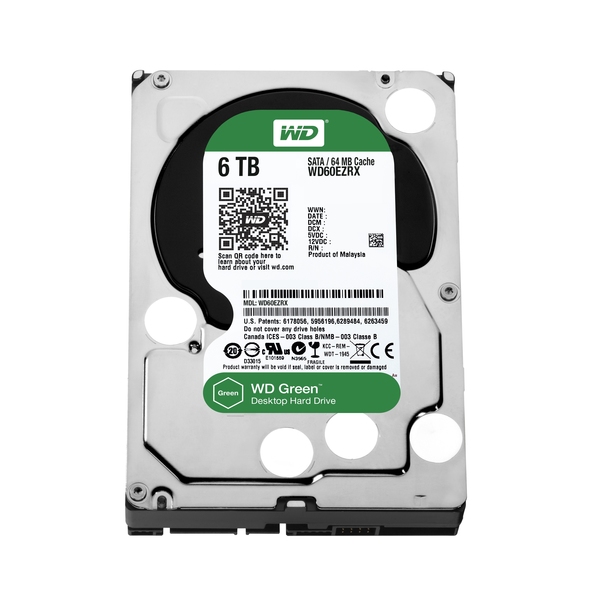 WD Green WD60EZRX - Kiintolevyasema - 6 Tt - sis&auml;inen - 3.5" - SATA 6Gb/s - puskuri: 64 Mt