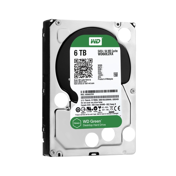 WD Green WD60EZRX - Kiintolevyasema - 6 Tt - sis&auml;inen - 3.5" - SATA 6Gb/s - puskuri: 64 Mt