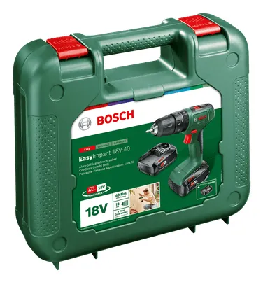 Bosch Cordless Impact Drill EasyImpact 18V-40 (green/black, 2x Li-Ion battery 2.0Ah, case)