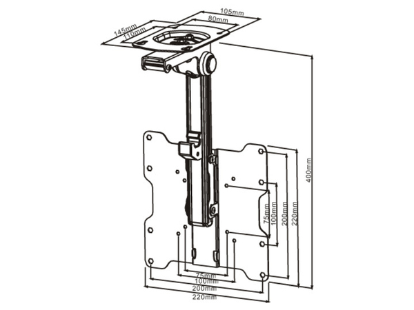 Multibrackets M VESA Flip Down - Asennuspakkaus (asennuslevy, kiinnitysvarsi) tuotteelle LCD-näyttö - musta -näytön koko: 15"-37" - kattoasennettava, kaapin all