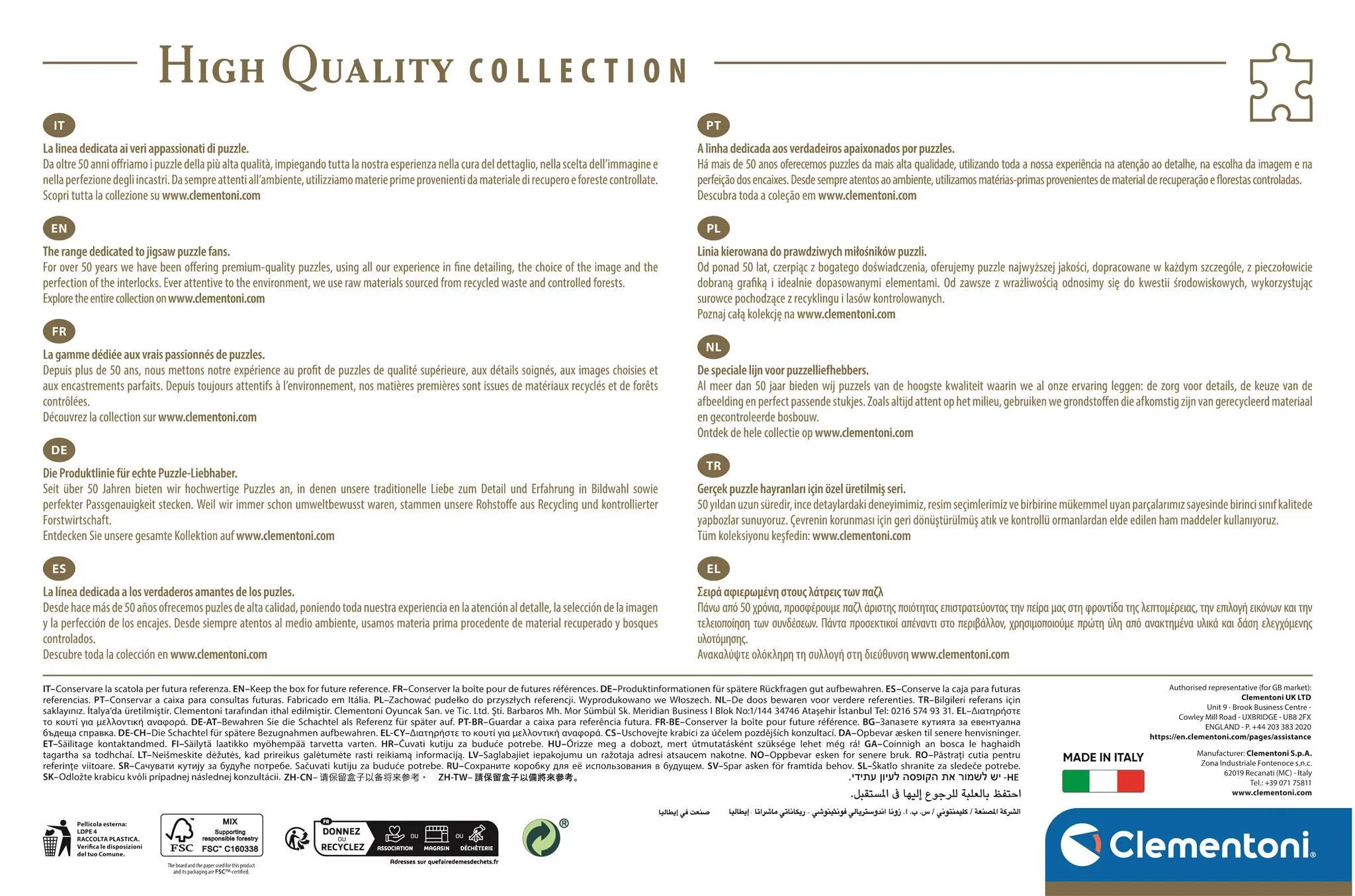 Clementoni High Quality Collection London Aerial View -palapeli, 2000 palaa