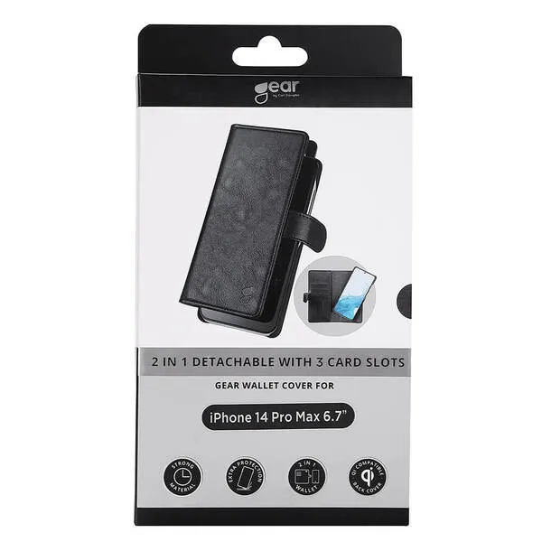 GEAR Wallet, iPhone 14 Pro Max - 2-in-1 plånboksfodra, Svart