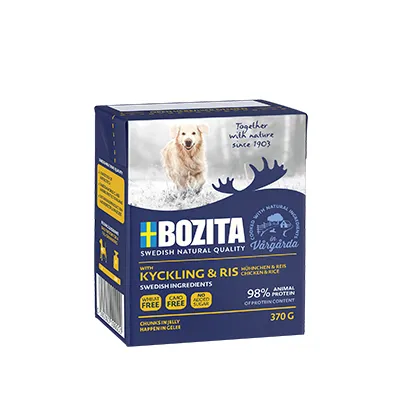Bozita Nature Chunks in Jelly with Chicken & Rice, Wet food for dogs, Adult, Sensitive, 370g