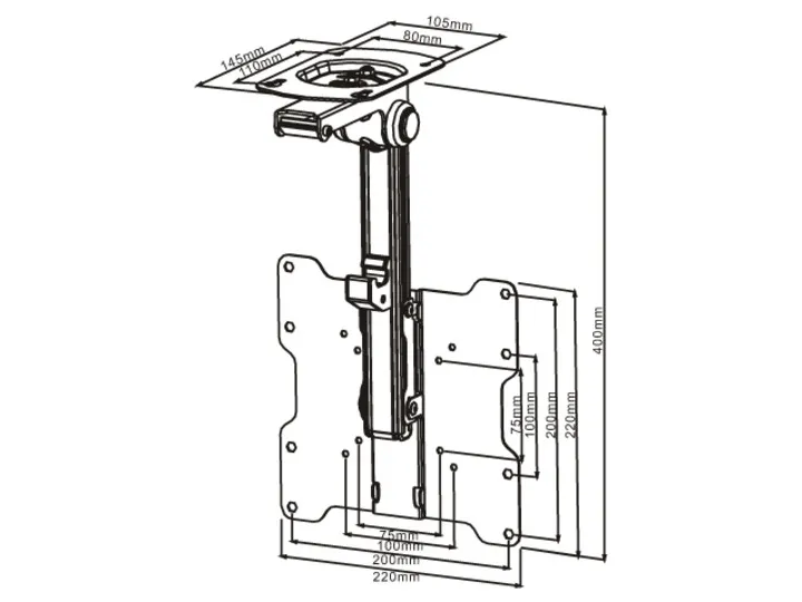 Multibrackets M VESA Flip Down - Asennuspakkaus (asennuslevy, kiinnitysvarsi) tuotteelle LCD-n&auml;ytt&ouml; - musta -n&auml;yt&ouml;n koko: 15&quot;-37&quot; - kattoasennettava, kaapin all