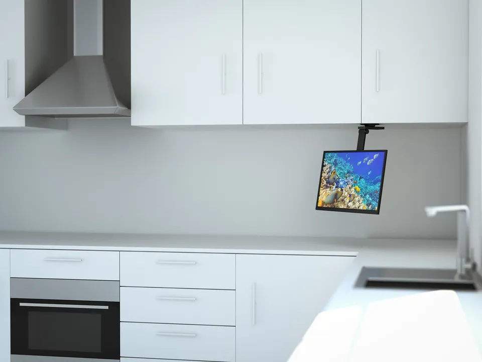 Multibrackets M VESA Flip Down - Asennuspakkaus (asennuslevy, kiinnitysvarsi) tuotteelle LCD-n&auml;ytt&ouml; - musta -n&auml;yt&ouml;n koko: 15&quot;-37&quot; - kattoasennettava, kaapin all