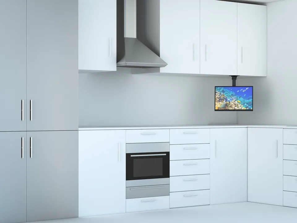 Multibrackets M VESA Flip Down - Asennuspakkaus (asennuslevy, kiinnitysvarsi) tuotteelle LCD-n&auml;ytt&ouml; - musta -n&auml;yt&ouml;n koko: 15&quot;-37&quot; - kattoasennettava, kaapin all