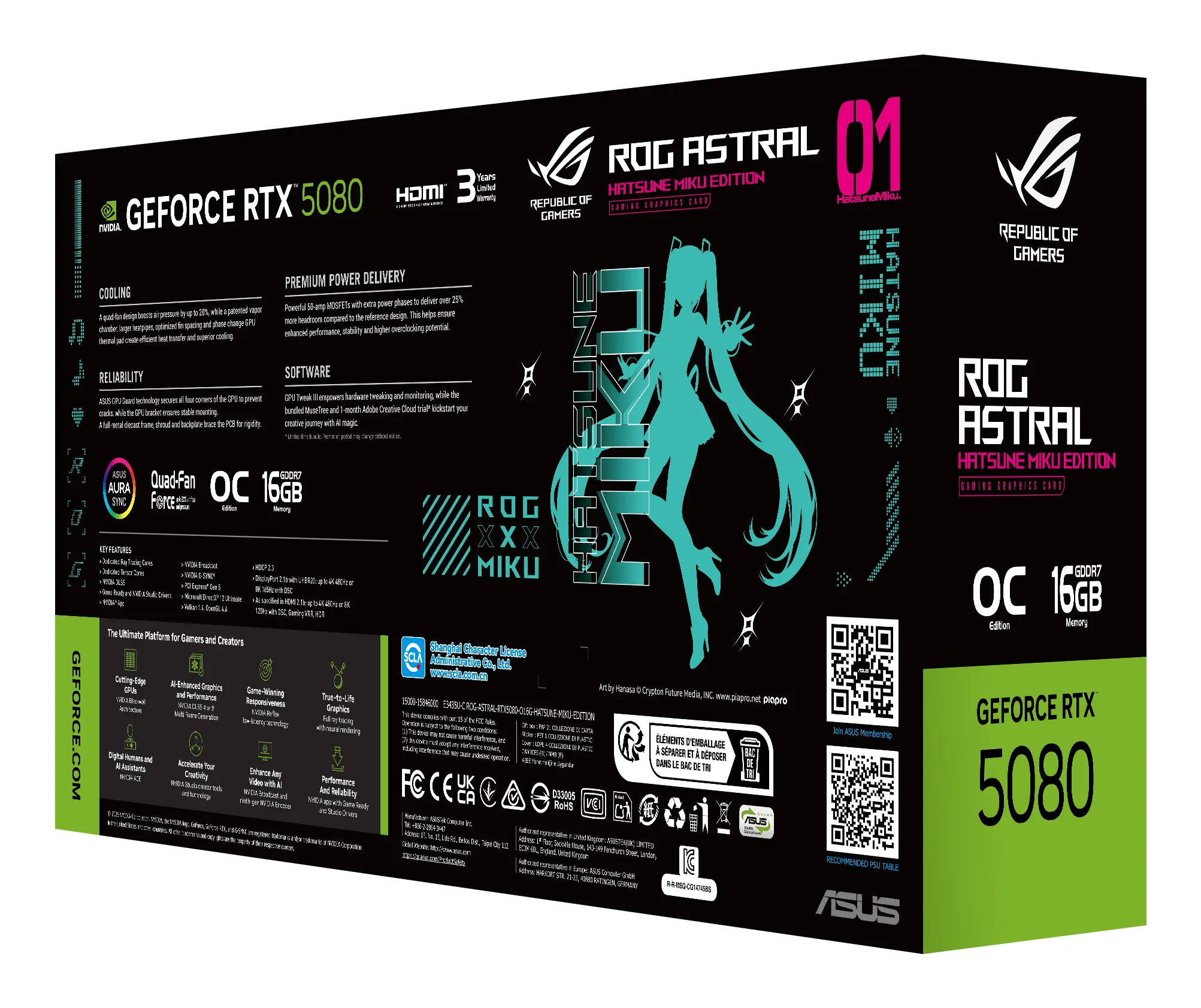 Asus GeForce RTX 5080 ROG Astral HATSUNE MIKU Edition 16 GB OC grafikkort