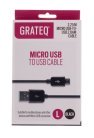 Grateq USB-A - Micro-USB B -kaapeli, 2,25m, Musta