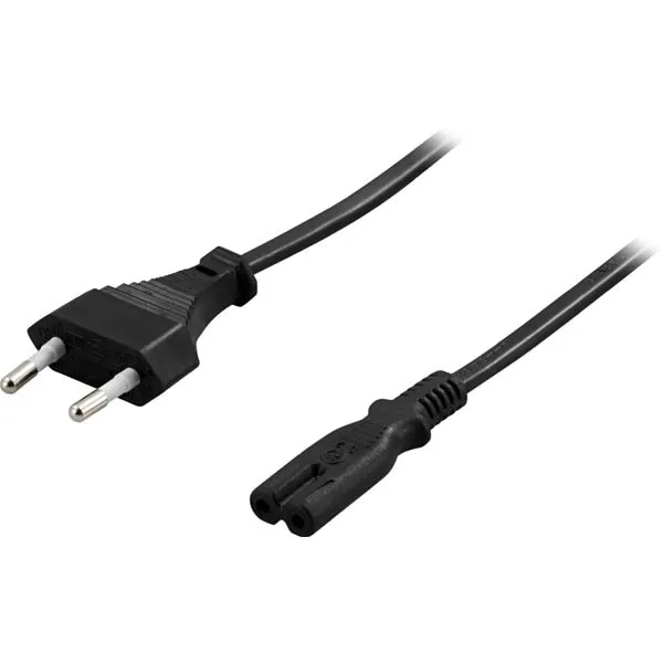 Deltaco Laitekaapeli ei maadoitettu suora CEE 7/16 - suora IEC C7, 1m