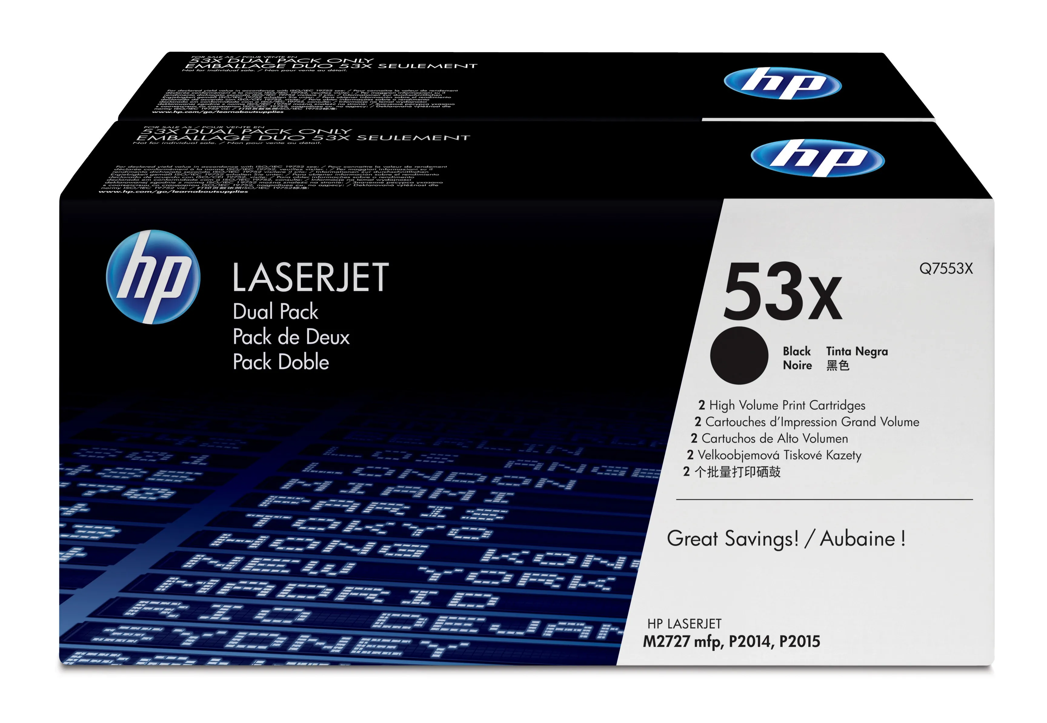 HP Q7553XD XL laser toner kit, Black, 2 pcs