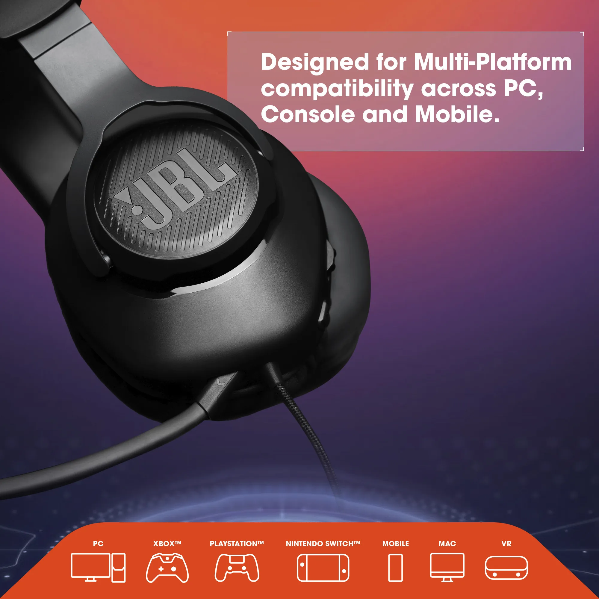 JBL Quantum 100 -pelikuulokkeet, valkoinen