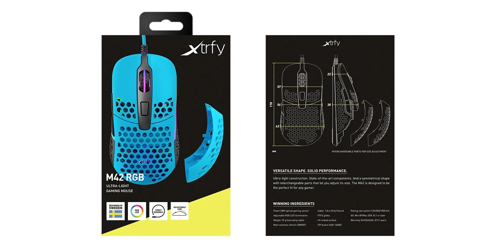 Xtrfy M42 RGB Wired Gaming Mouse, Miami Blue