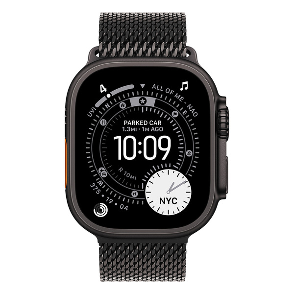 Apple Watch Ultra 3 49mm Black Titanium Case with Black Titanium Milanese Loop (Small)